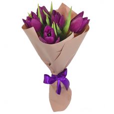 Букет  5 фіолетових тюльпанов